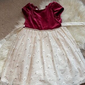 American Princess Burgundy and White Formal Kids Dress